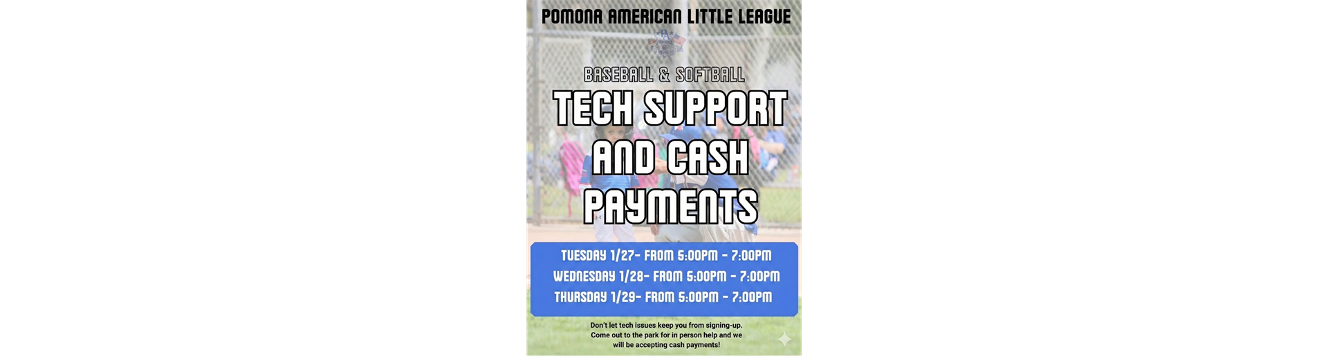 In person support and Cash payments